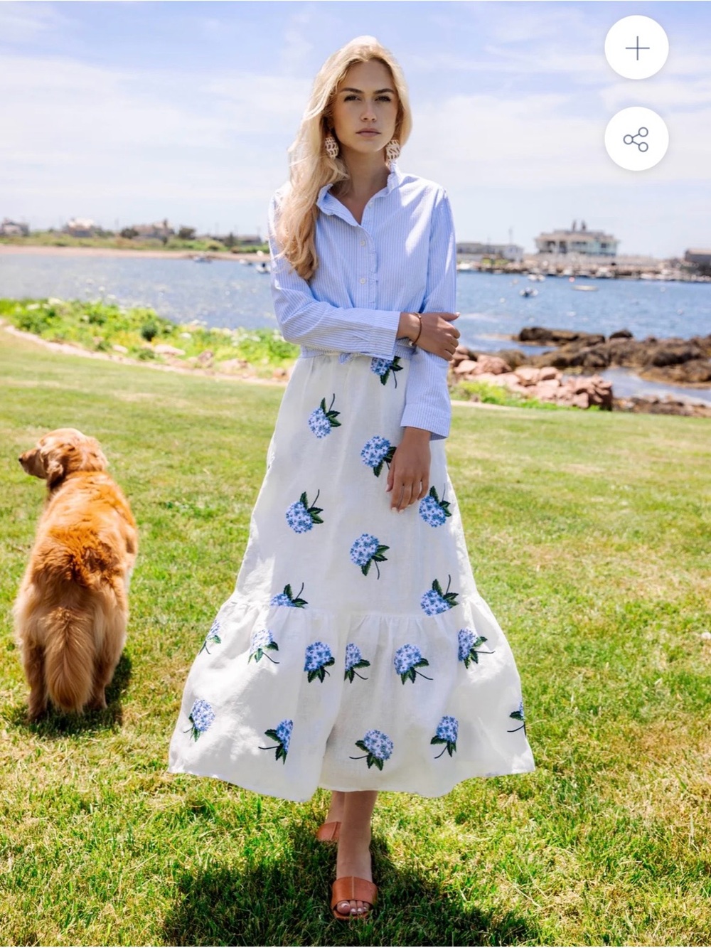 Kiel James Patrick Hydrangea Embroidered Skirt in White - Picture 4 of 12